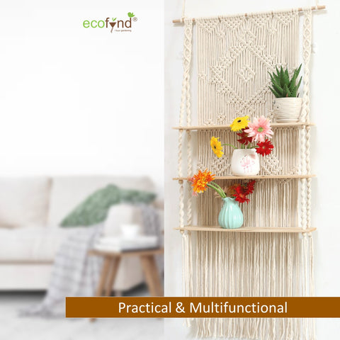 ecofynd 3-Tier Macrame Hanging Shelf