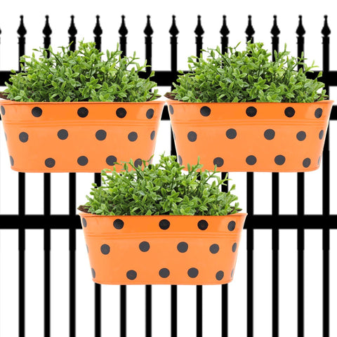 Oval Polka Dot Balcony Railing Planter, Orange Railing Planter freeshipping - Ecofynd