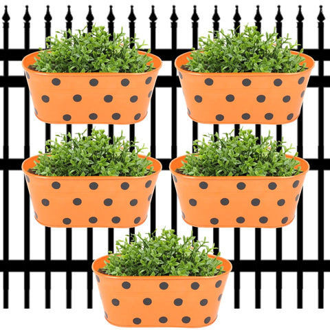 Oval Polka Dot Balcony Railing Planter, Orange Railing Planter freeshipping - Ecofynd