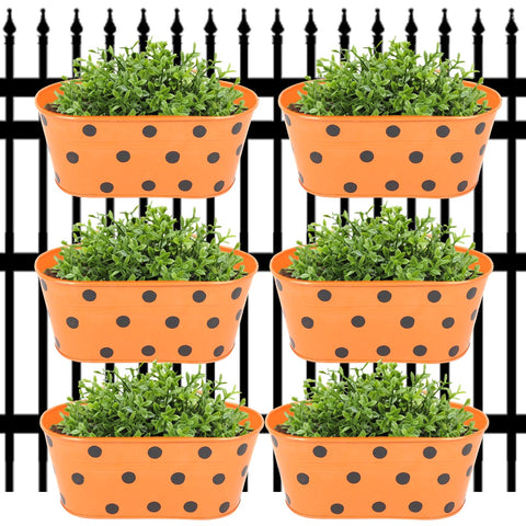 Oval Polka Dot Balcony Railing Planter, Orange Railing Planter freeshipping - Ecofynd