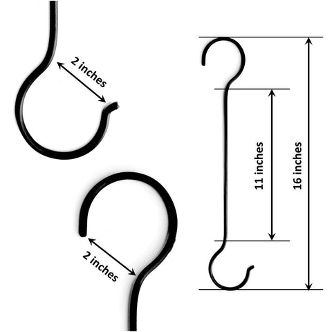 Ecofynd S-shaped Pot Extension Hooks, 16" (Pack of 10)