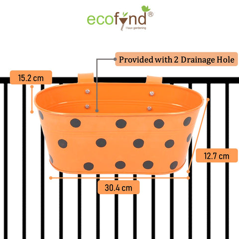 Oval Polka Dot Balcony Railing Planter, Orange Railing Planter freeshipping - Ecofynd