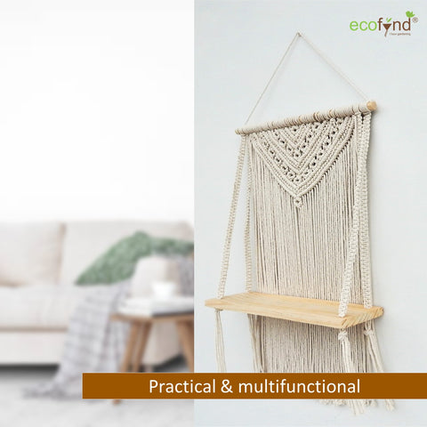 ecofynd Macrame Wall Hanging Shelf shelf freeshipping - Ecofynd