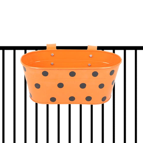 Oval Polka Dot Balcony Railing Planter, Orange Railing Planter freeshipping - Ecofynd