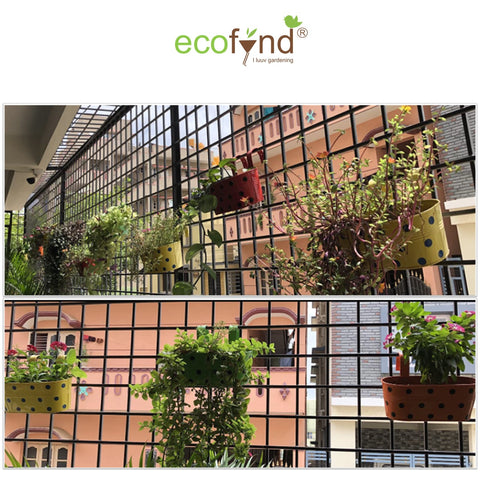 ecofynd Oval Polka Dot Balcony Railing Planter with Detachable Handle Railing Planter freeshipping - Ecofynd