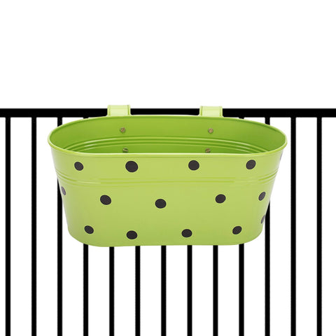 ecofynd Oval Polka Dot Balcony Railing Planter with Detachable Handle, Green Railing Planter freeshipping - Ecofynd