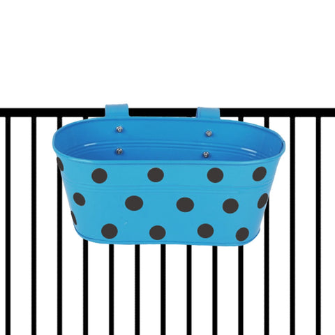 ecofynd Oval Polka Dot Balcony Railing Planter with Detachable Handle, Blue Railing Planter freeshipping - Ecofynd